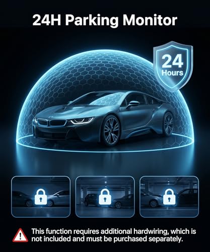 Rimoody 4 Canali 360° Dashcam Auto, 4 Telecamera HD 1080P Anteriore e Posteriore Sinistra Destra, 3.16 Pollici Schermo IPS Dash Cam con Visione Notturna 8 IR/Loop Video/24H Parcheggio Monitor