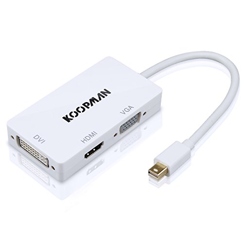 Mini DisplayPort(Thunderbolt) to HDMI/VGA/DVI 3 in 1 Adapter, Koopman (New Design) Mini DP Cable Connector for Apple MacBook Air/Pro iMac Surface Book Microsoft Surface Pro and more