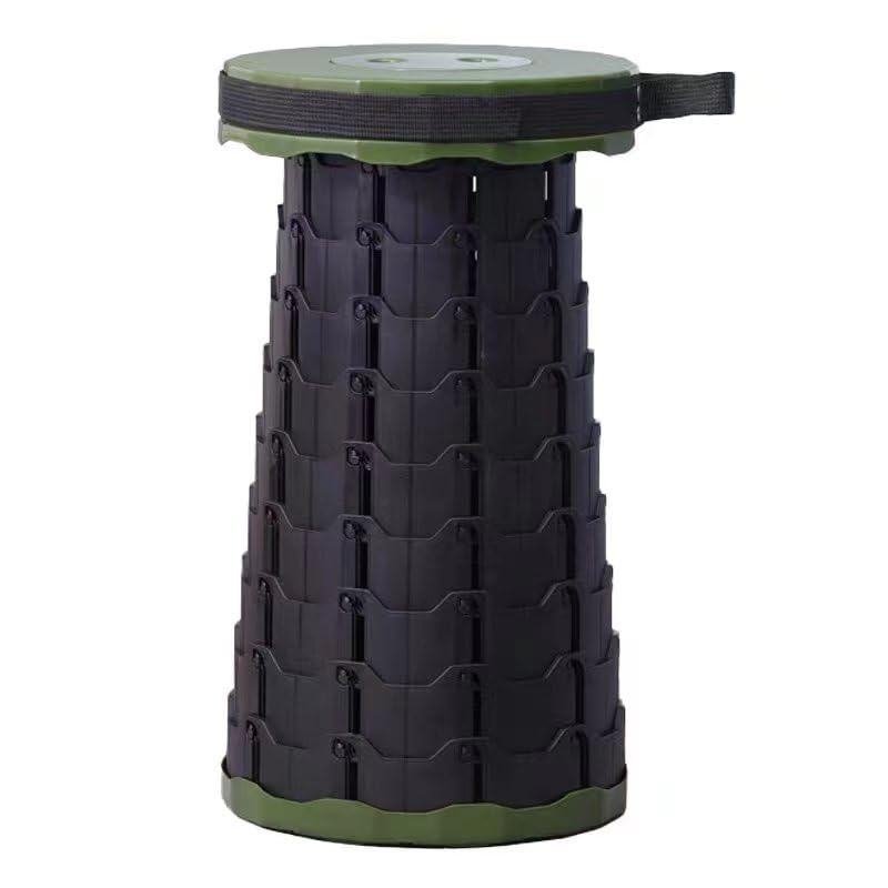 Telescopic Stool by A2Z2U Group. Collapsible Stool for Adults. Best for Camping/Travel. Holds Up to 250kg (550lbs, 40 Stone). Made from Sturdy Plastic. (Green & Black)