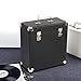 Retround Vintage Retro Vinyl Leather Record Holder Case, LP Storage Carrying Case for 78 RPM, 45 RPM, 33 RPM Standard Size Vinyl Records Collections Storage Organizer Display Box-12 in Leather Black