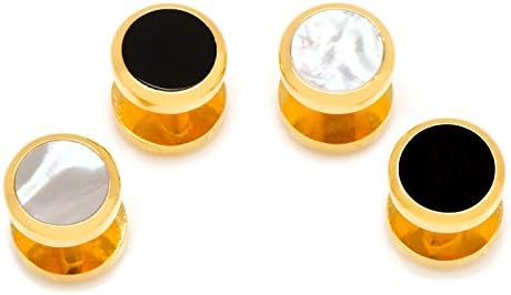 Ox and Bull Trading Co. Double Sided Gold Onyx and Mother of Pearl Round Studs