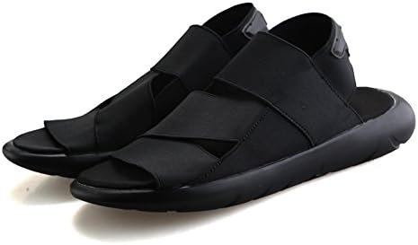 Flange Elastic Rubber Sandal with Light Beach Shoes Casual outdoor soft soled Sandals (44, Black)