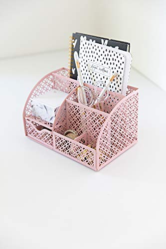 Light Pink Desk Organizer - Cute and Girly Pink Desk Accessories - Office Storage for Girls and ...