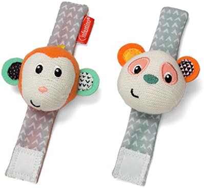 Infantino Wrist Rattles, Monkey and 