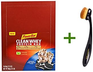 PowerBar, Clean Whey Protein Bar, Cookies and Cream Flavored, 16 Bars, 2.12 oz (60 g)+ Bdellium Tools, Studio Series, Face 950, Oval Multi-Purpose, 1 Brush