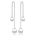 LOCHING Fashion Ice Flower Pearl 925 Sterling Silver Earrings Crystal Snowflake Long Line Earrings Earrings (Pearl)