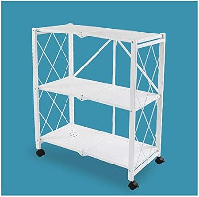 Qjghy General Purpose Foldable 3 Shelf Storage Rack With Wheels