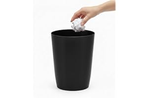 HOLDN’ STORAGE Mini Waste Basket - Durable Small Plastic Garbage Trash Can Bin - Lidless Open-Top, Slim Profile for Compact Spaces - Suitable for Home, Bathroom, Office, Bedroom, Kitchen and More, Black