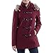 Alpine Swiss Duffy Women's Wool Coat Fur Trim Hooded Parka Jacket