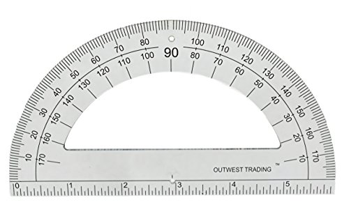OUTWEST TRADING Plastic Student Math Protractor 180 Degrees with 6 Inch Ruler, Set of 36 - Thumbnail 2