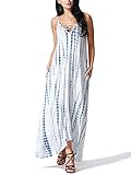 JayJay Women Unique Fashion Style Print Layover Sleeveless Long Maxi Dress,Navy,M