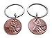 Double Keychain Set 2017 Penny Keychains With Heart Around Year; 8 Year Anniversary, Couples Keychain