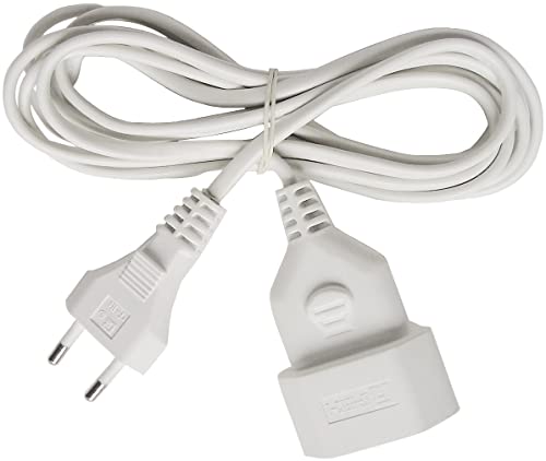 Brennenstuhl Cable alargador de plastico (Cable alargador para Uso en Interiores, 3m de Cable, con Enchufe Euro y Acoplamiento) Blanco