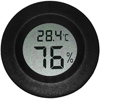 AGEG Round Digital Electronic Thermometer Hygrometer Humidiometer with LCD Display for Family Office Factory Kennel Reptile Tank (Black)