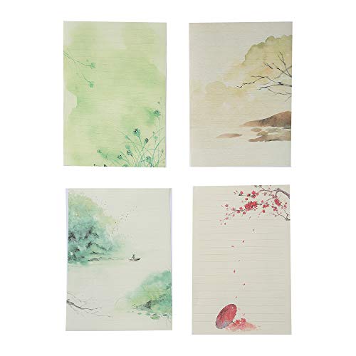 Efivs Arts Envelope Letter Paper Sealing Paste Sticker Set,Adhesive Stationery General，Ink Painting Design Assorted（20Envelopes+64 Writing paper+24Sealing Paste ） - Thumbnail 4
