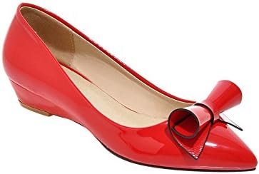 Carolbar Women's Elegant Bow Wedge Pointed Toe Court Shoes