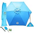 BEACHBUB ALL-IN-ONE BEACH UMBRELLA SYSTEM. Includes ULTRA Base (compliant with the ASTM F3681-24 Beach Umbrella Safety Standard). (Caribbean Blue)