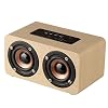 LEDMOMO Bluetooth-luidspreker – hout HiFi dual speaker draagbare draadloze luidspreker met TF-kaart AUX IN MP3-speler…