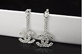 P.phoebus 18K Silver Gold Plated Vintage White Swarovski Crystal Studs Earrings Rhinestones Dangle Charms Hoops For Women Girls (dangle)