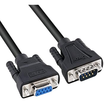 DTECH DB9 RS232 Serial Cable Male to Female Extension Null Modem Cord Cross TX RX line for Data Communication (10 Feet, Black)