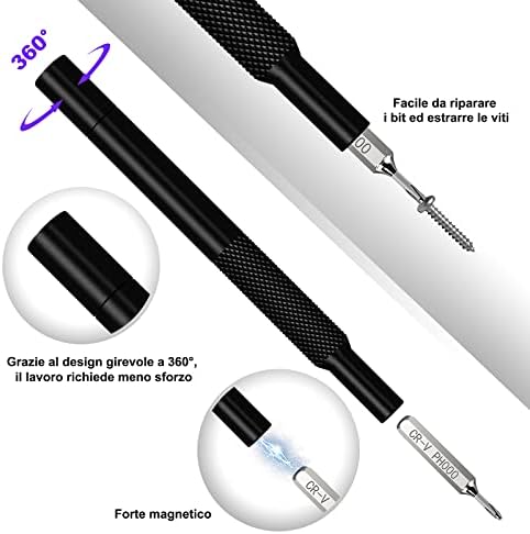 Set Cacciaviti Precisione 25 in 1 Kit Riparazione Occhiali, Orologi