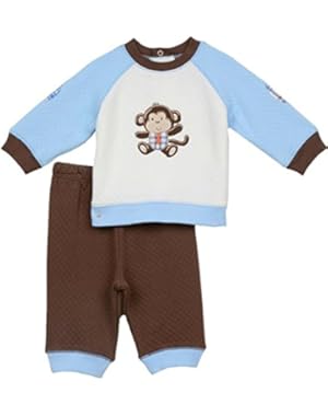 Baby-Boys Monkey Quilted Pant Set