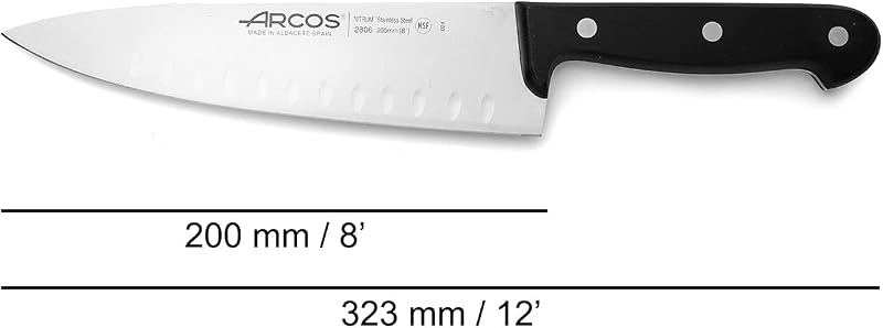 Estuche de 3 Cuchillos Básicos de Cocina. Pack de Cuchillos con Hoja de Acero Inoxidable y Mango de Polieximetileno Aptos para Lavavajillas. Serie Universal. Color Negro
