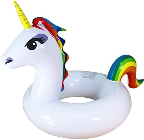LAB OUTLE Huge Rainbow Unicorn Pool Float,Inflatable Unicorn Party Tube Raft ,Cool Floats Swimming Ring for Adults and Kids ,Perfect Pool Toy Decoration Gift ,53''x49''