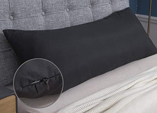Wdress Body Pillow Cover, Soft Long Body Pillowcases 21"x54" with Zipper Closure Provide You a Comfortable Sleep (Black)…