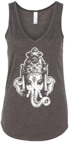Ladies GANESHA HEAD Flowy Tank Top, Medium Dark Grey