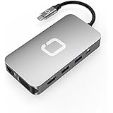 Omars USB C Hub, USB C 10 in 1 Hub with Type C PD Charging Port, 4K HDMI, VGA, Gigabit Ethernet, 3x USB 3.0, 3.5mm AUX and SD/TF Card Reader For Macbook, iMac, Google Chromebook and more