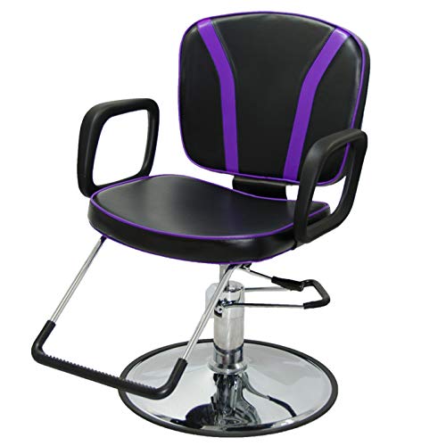 LCL Beauty Black with Purple Accent Reclining Hydraulic All Purpose Cutting & Shampoo Barber Salon Chair Beauty Spa Equipment