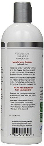 Veterinary Formula Clinical Care Hypoallergenic Shampoo for Dogs and Cats, 16 oz – No Harsh Ingredients – Fragrance-Free Pet Shampoo for Allergies and Sensitive Skin, Promotes Healthy Skin and Coat