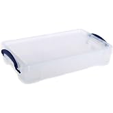 Really Useful Box Plastic Storage Box, 2.5 Liters, 13 3/8" x 8" x 2 3/4", Clear