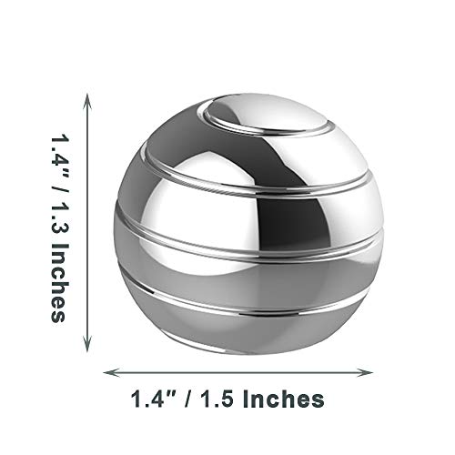 Aomeiter Desktop Motion Toys,Full Body Optical Illusion Fidget Spinner Ball,Creates a Mind-Bending Optical Illusion of Continuously Flowing Top Adult & Kids Pressure Reduction Toys Gifts(Silver)