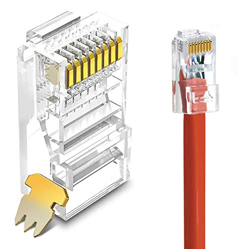 100-PCS-Cat6-RJ45-Ends-RJ45-Connector-Cat6-Cat5e-Cat5-RJ45-Connector-Ethernet-Cable-Crimp-Connectors-UTP-Network-Plug-for-Solid-Wire-and-Standard-Cable-Transparent100-Pack