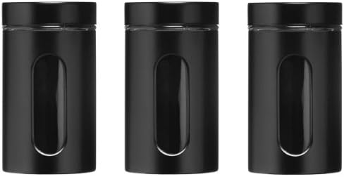 Tub - Kitchen Storage Canisters / Jars - Set Of Three - Black