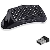 MoKo PS4 Keyboard, Digital Mini Wireless Keyboard, 2.4G Receiver Chatpad Message Game Keypad for Playstation PS4 / PS4 Slim / PS4 Pro Controller, Black
