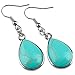 SUNYIK Green Howlite Turquoise Teardrop Dangle Earrings with Fishhook