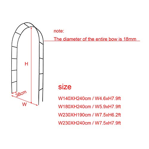 HLMBQ Garten Rosenbogen,H240xW120x38cm Rankhilfe Rankgitter Torbogen Pergola Spalier Gartenbogen Rankbogen Metall… – Bild 8