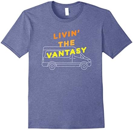 Mens Livin' the Vantasy Camper Van Life Shirt XL Heather Blue