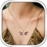 HZMAN 14K Gold-Plated Brass Necklace for Women Butterfly/Dragonfly/Butterfly Fairy Christmas Tree Gift