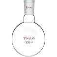 StonyLab Glass 250ml Short Neck Round Bottom Flask, Borosilicate Glass Single Neck Heavy Wall Flask RBF with 24/40 Standard Taper Outer Joint - 250ml