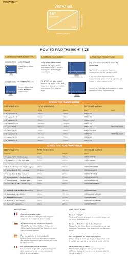 VistaProtect - Privacy Filter & Premium Blue Light Filter. 2-in-1 Laptop Screen Protector (14")