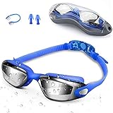 Zerhunt Swim Goggles, Swimming Goggles UV 400 Protection Anti Fog No Leaking Wide View Pool Goggles with Ear Plug Nose Clip & Protective Case for Women Men Adult Youth Kids