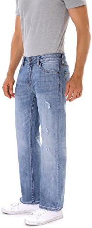 Indigo alpha Stylish Lightweight Distressed Straight Fit Jeans for Men(8011,W34/L32)