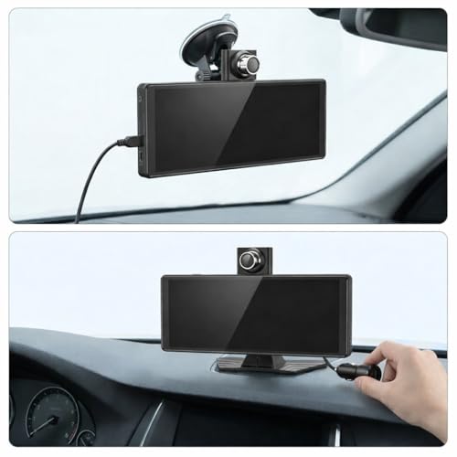 10.26 Inch Car Play Screen Car Play for Wireless Car and Android Car, 4K Dash Cam, Support 1080P Rear View Camera, IPS Touch Car Screen, Mirror Link, BT/FM/AUX, TF 64GB, Plug and Play 12V/24V