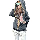 FINEJO Women Long-sleeve Hoodie Sweatshirt Pullover