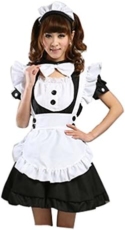 Beauty Bloom Women's Anime Cosplay French Apron Maid Costume,Black Size L