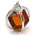 Honey Amber Cube Millennium Collection Sterling Silver Spherical Pendant Snake Chain 14